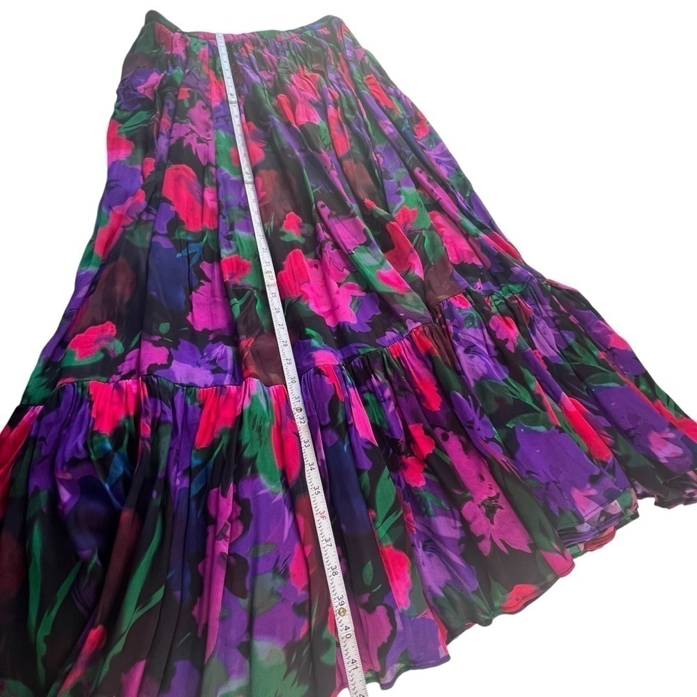 J.Crew Collection Full Length Tiered Skirt in Floral Chiffon Size 12 - Picture 8 of 11